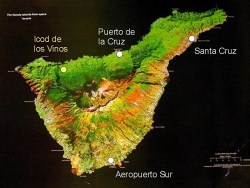 Satellitenbild von Teneriffa mit wichtigen Örtlichkeiten
